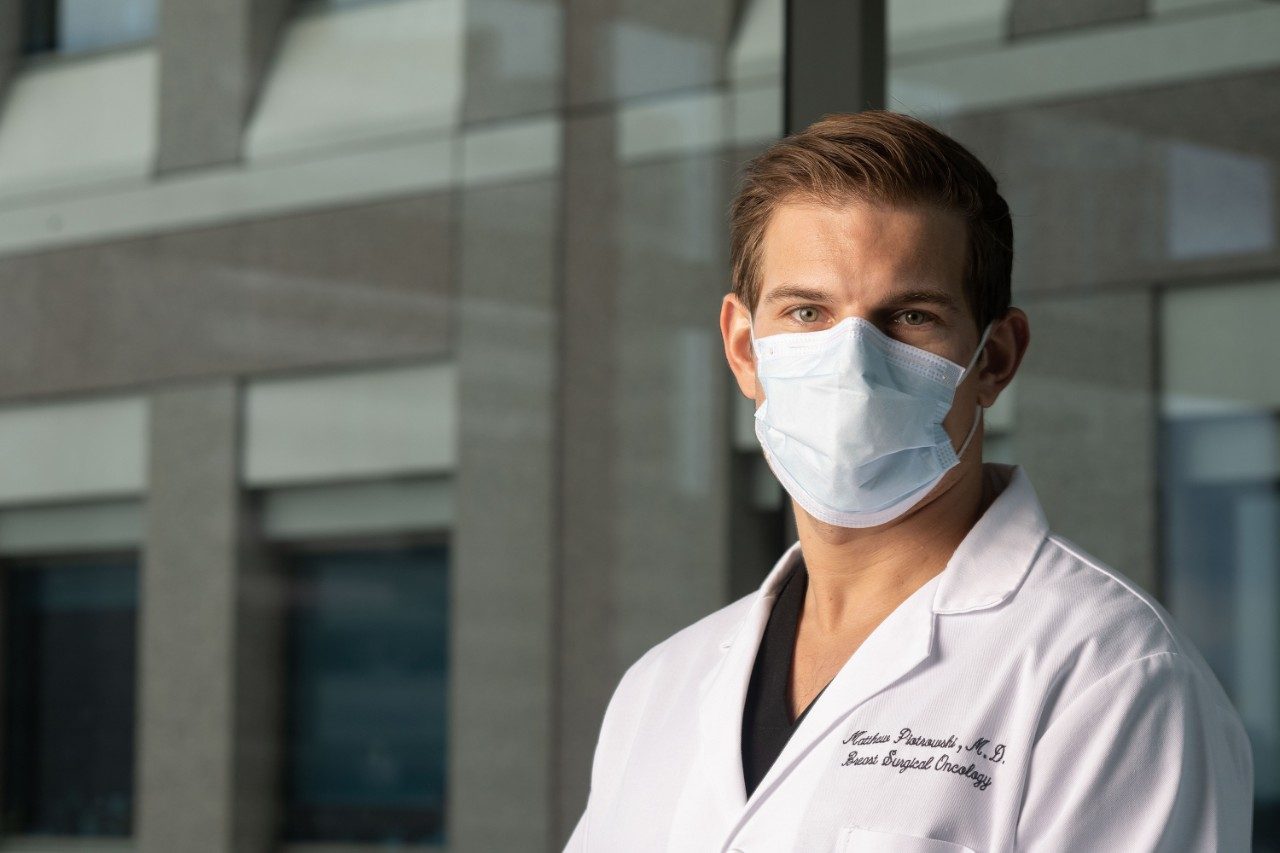 Breast surgeon Matthew Piotrowski, M.D., standing outside of MD Anderson